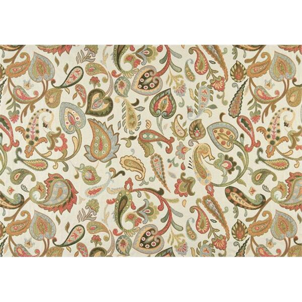 Designer Fabrics 54 in. Wide Green- Red- Yellow And Off White- Floral Paisley Contemporary Upholstery Fabric K0021B